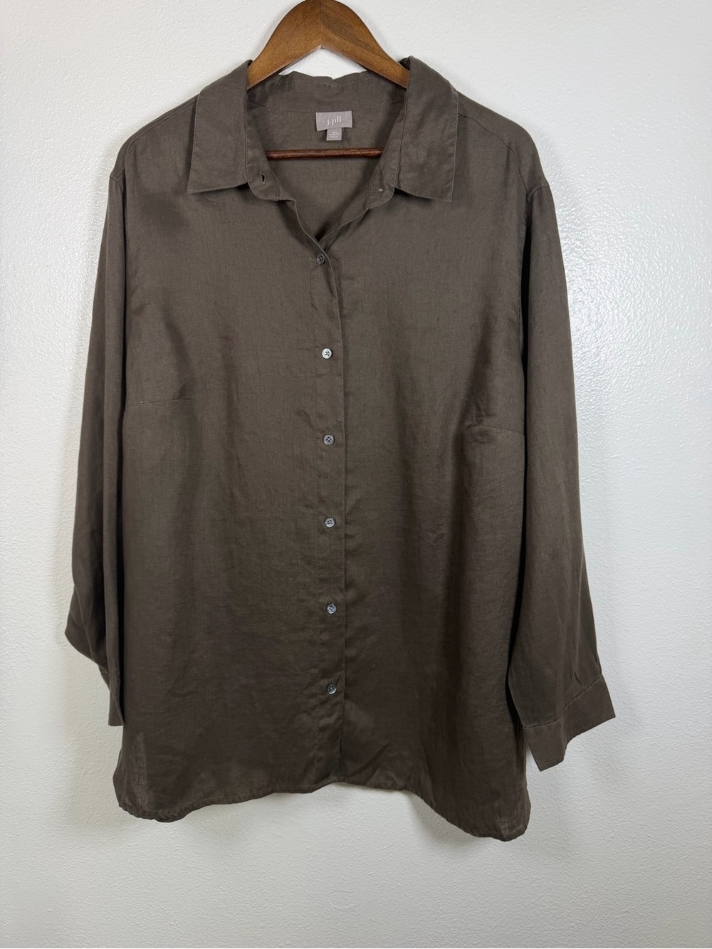 J. Jill Brown Linen Relaxed Button-Down Shirt